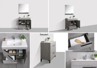 Напольная тумба с раковиной Parly Spa Gill100 цементно-серый